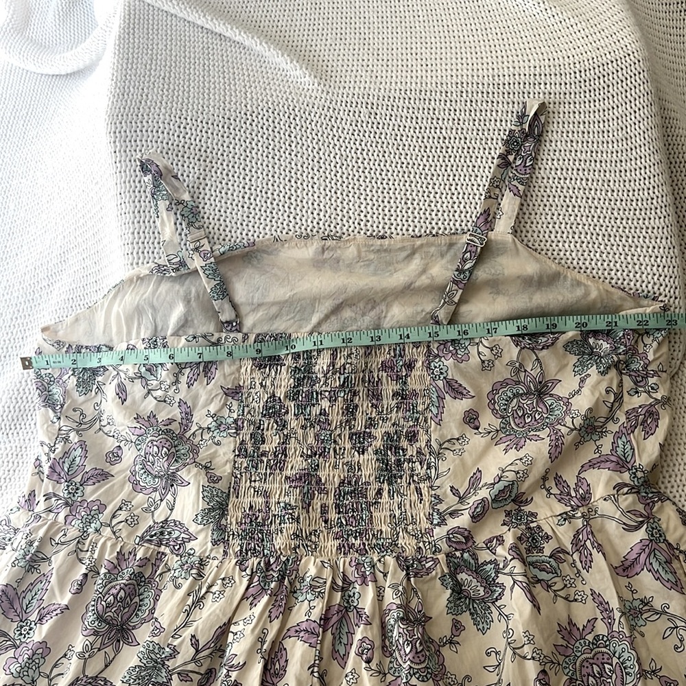 Floral Sun Dress Cream,Lavender & Light Blue Cotton Maxi Dress Tiers NWOT sz20 - Picture 7 of 15